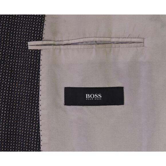 Hugo Boss Black Gray Brown Knit Woven Wool Sportcoat Blazer 38R - Picture 8 of 9